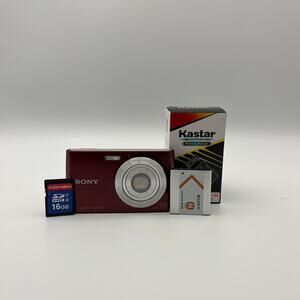 Sony DSC-W510 Red Digital Camera With Battery, Charger, and SD Card